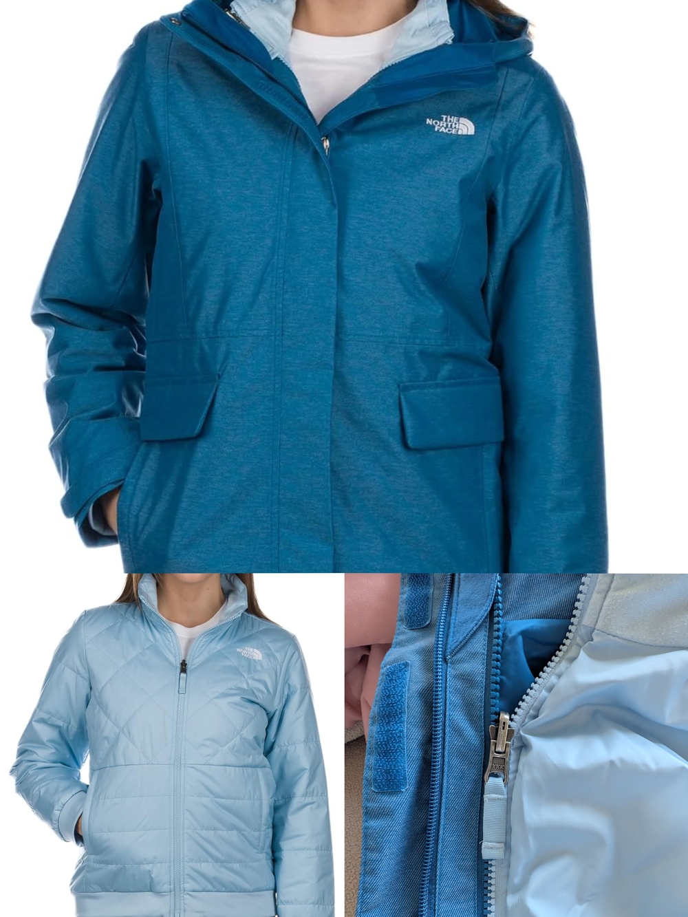 The North Face 3-in-1 Women's Blue Shell with Light Blue Insulated Liner